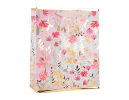 Wholesale Womens Foiled Floral Medium Gift Bag 26x32x12cm