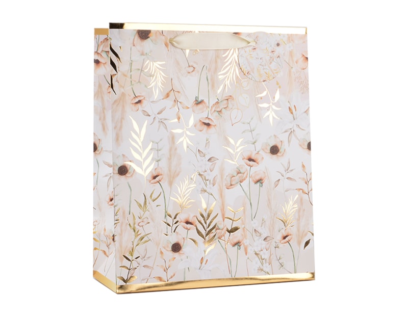 Wholesale Womens Foiled Floral Large Gift Bag 30x42x12cm