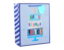 Wholesale Boys Foiled Happy Birthday Medium Gift Bag 26x32x12cm