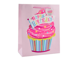 Wholesale Childrens Foiled Birthday Cake Medium Gift Bag 26x32x12cm