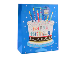 Wholesale Childrens Foiled Birthday Cake Medium Gift Bag 26x32x12cm