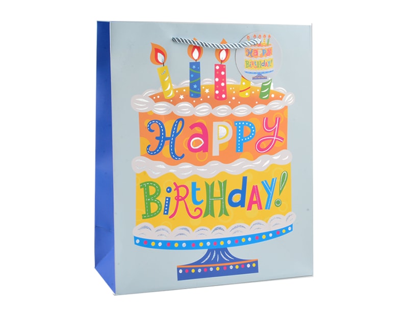 Wholesale Childrens Foiled Birthday Cake Large Gift Bag 30x42x12cm