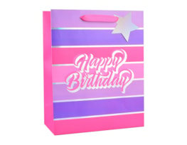 Wholesale Girls Foiled Happy Birthday Medium Gift Bag 26x32x12cm