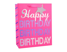 Wholesale Girls Foiled Happy Birthday Large Gift Bag 30x42x12cm