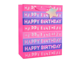 Wholesale Girls Foiled Happy Birthday Large Gift Bag 30x42x12cm