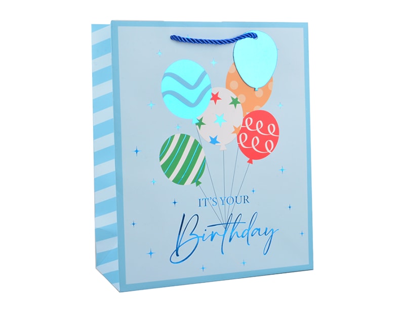 Wholesale Boys Foiled Happy Birthday Large Gift Bag 30x42x12cm