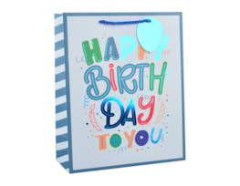 Wholesale Boys Foiled Happy Birthday Large Gift Bag 30x42x12cm