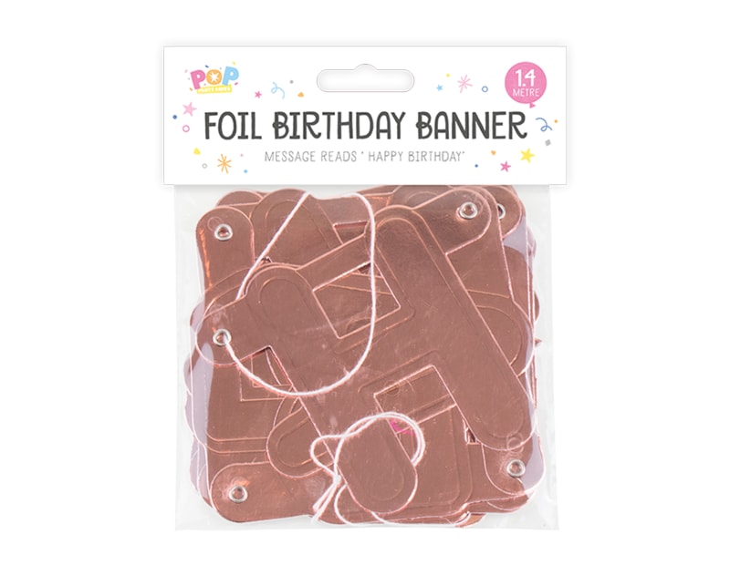 Wholesale Metallic Happy Birthday Foil Banner 1.4M | Gem imports Ltd