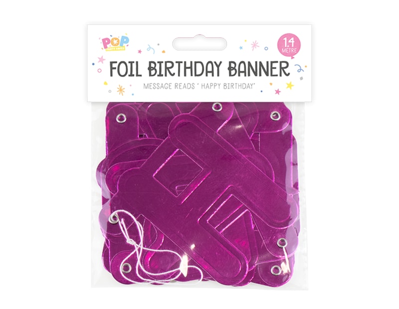 Wholesale Metallic Happy Birthday Foil Banner 1.4M | Gem imports Ltd