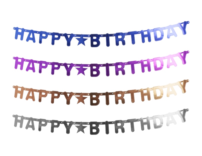 Wholesale Metallic Happy Birthday Foil Banner 1.4M | Gem imports Ltd