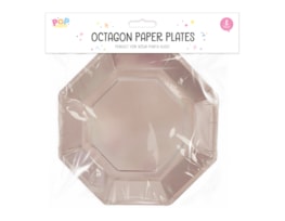 Wholesale Metallic octagon paper plates 8pk