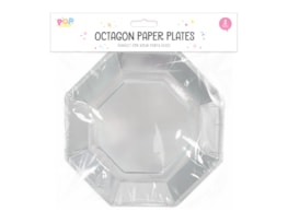 Wholesale Metallic octagon paper plates 8pk