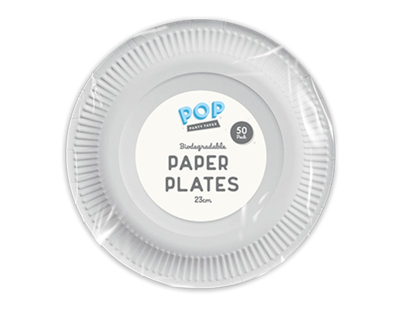 Wholesale White Paper Plates 23cm 50pk PDQ