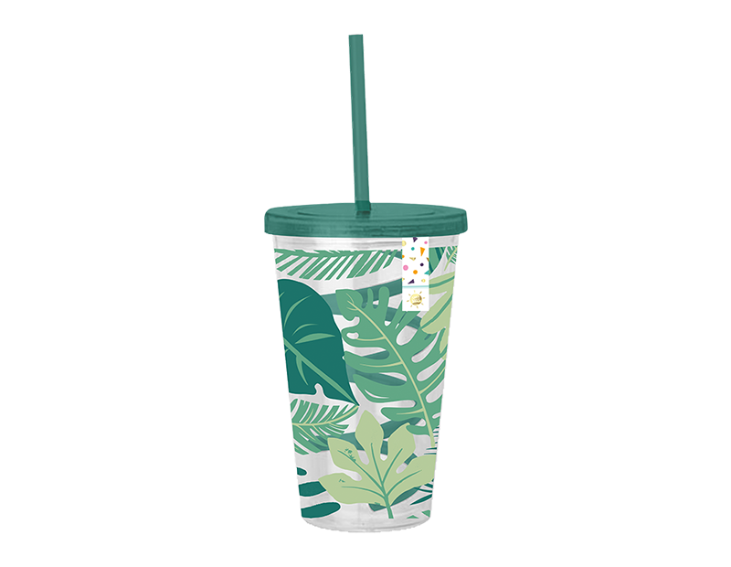 Wholesale Summer Party Leaf Cup & Swirly Straw