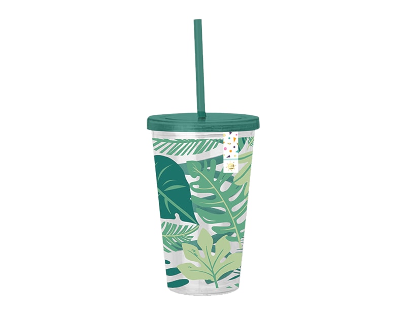 Wholesale Summer Party Leaf Cup & Swirly Straw