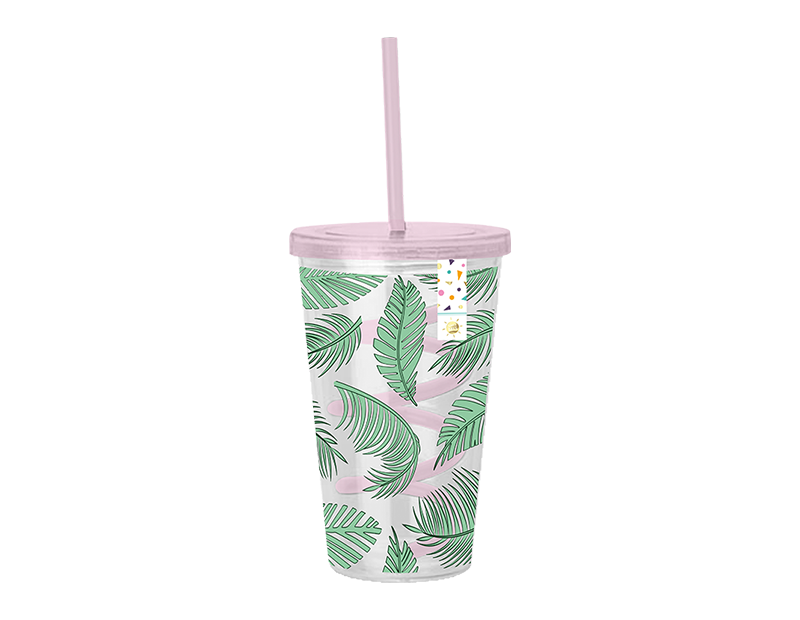 Wholesale Summer Party Leaf Cup & Swirly Straw