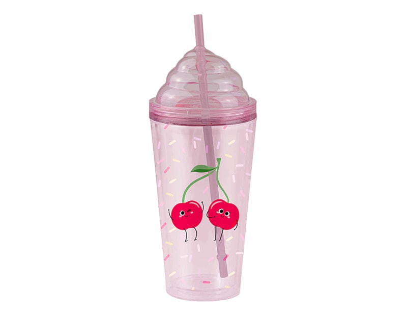 Ice Cream Double Wall Tumbler With Straw