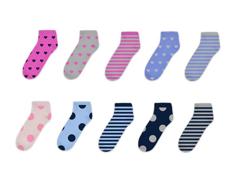 Wholesale Ladies Printed Trainer Socks 5pk