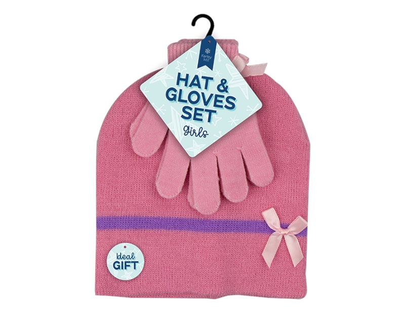 Wholesale Girls Beanie Hat & Gloves Sets