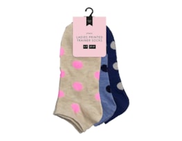 Wholesale Ladies Printed Trainer Socks 3 Pairs