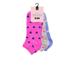 Wholesale Ladies Printed Trainer Socks 3 Pairs