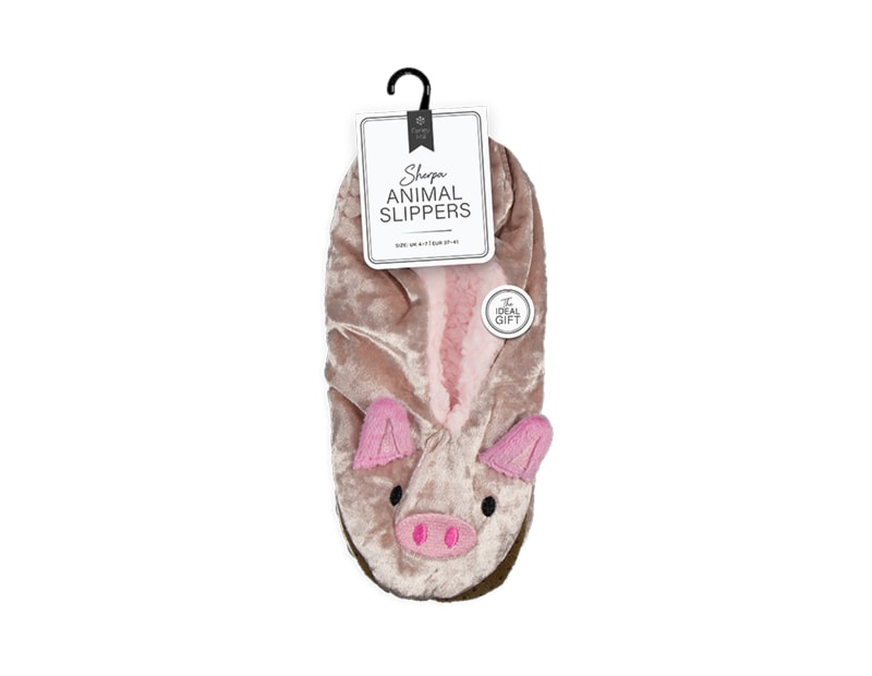 Wholesale Ladies Sherpa Animal Slippers