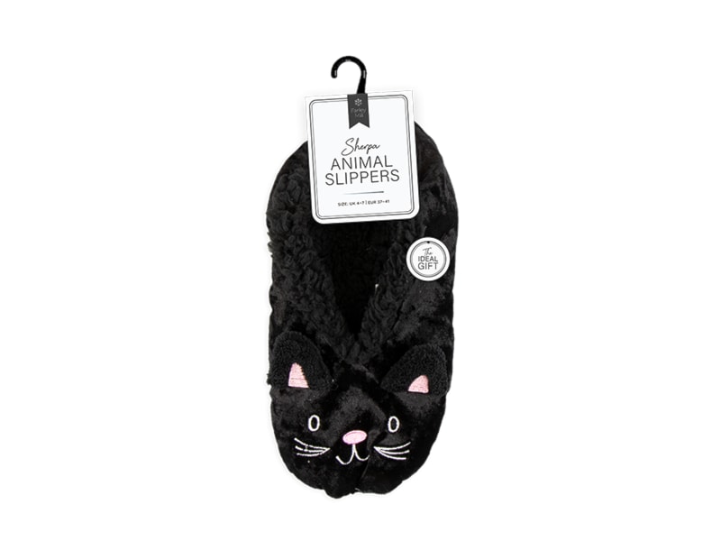 Wholesale Ladies Sherpa Animal Slippers