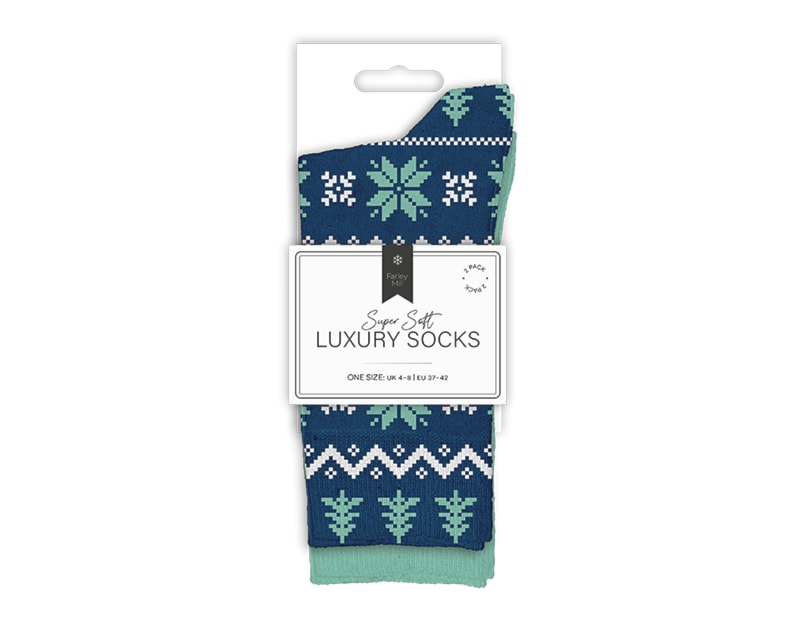 Wholesale Ladies Printed Luxury Socks 2pk