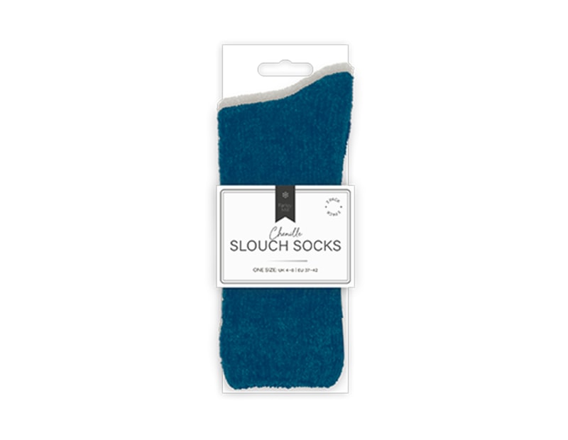 Wholesale Ladies Plain Chenille Slouch Socks 2pk