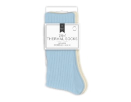 Wholesale Ladies Plain Ribbed Thermal Socks with Wool 2pk