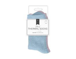 Wholesale Ladies Plain Marl Thermal Socks 2pk