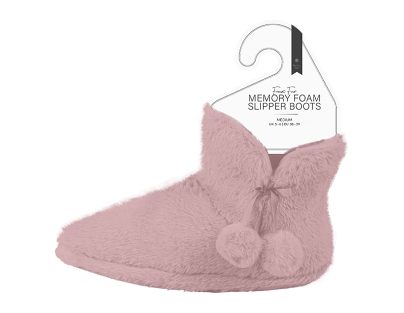 Wholesale Ladies Faux Fur Memory Foam Slipper Boots