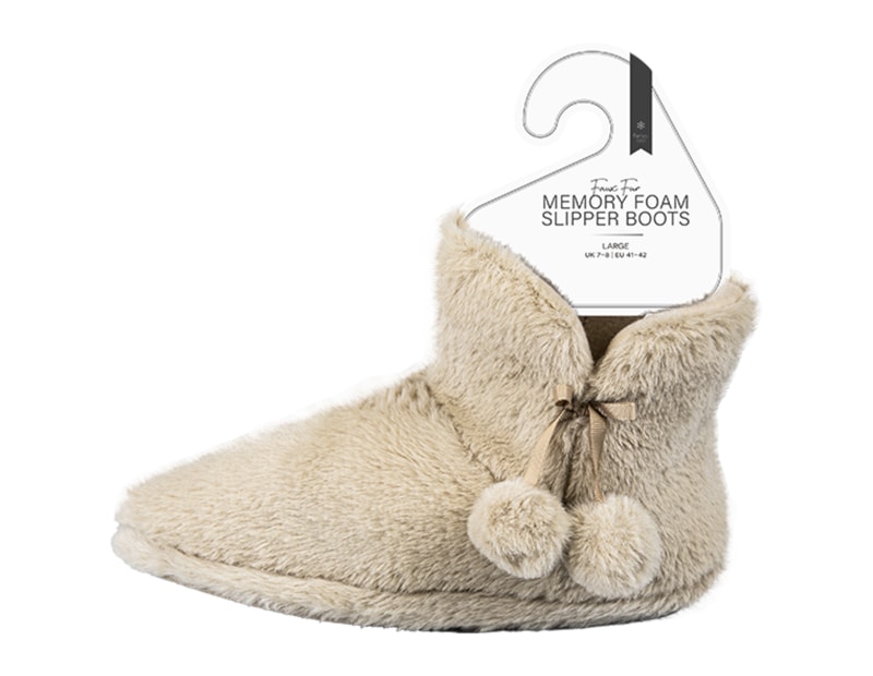 Wholesale Ladies Faux Fur Memory Foam Slipper Boots