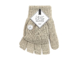 Wholesale Ladies Cable Knit Flip Top Gloves