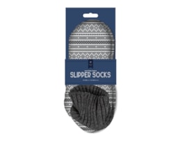 Wholesale Men's Pattern Knitted Cable Slipper Socks with Cuff