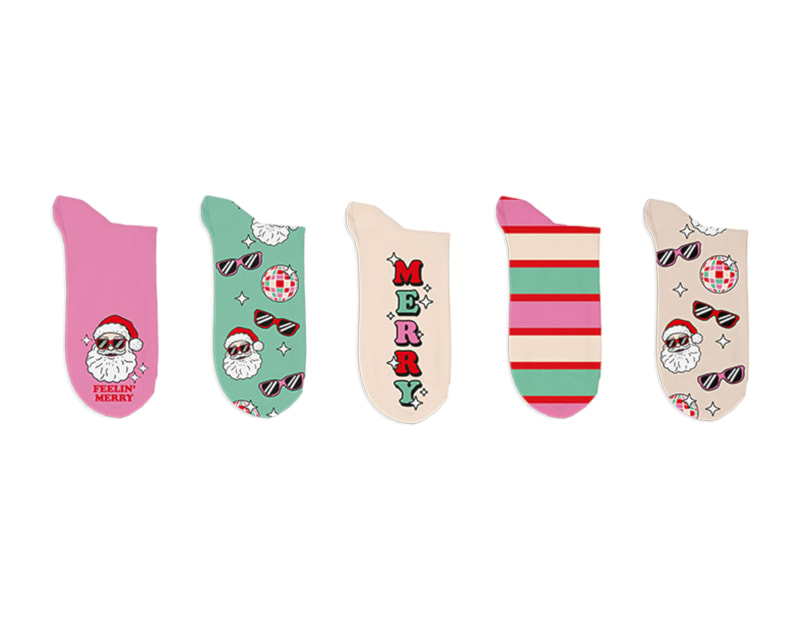 Wholesale Girls Printed Novelty Lurex Socks 5pk