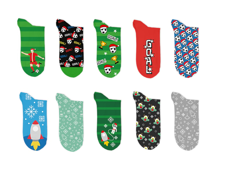 Wholesale Boys Printed Novelty Lurex Socks 5pk