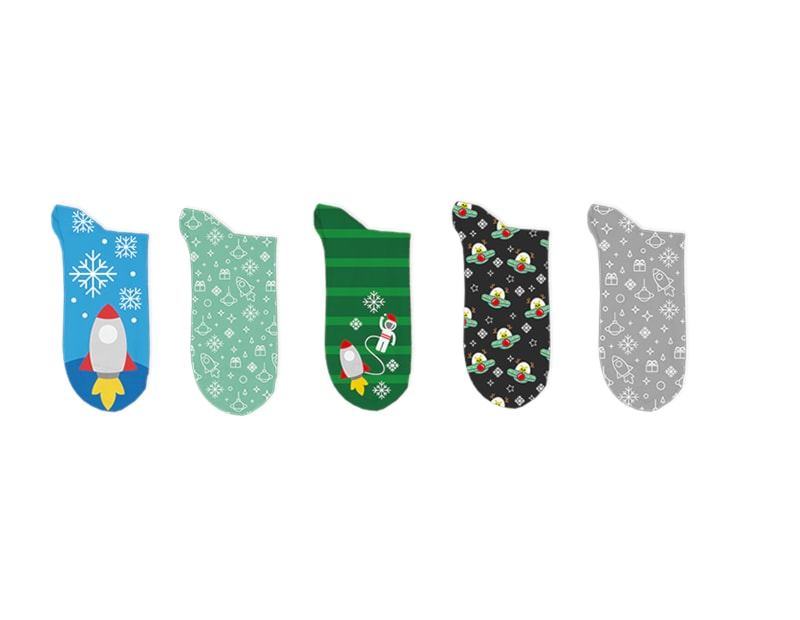 Wholesale Boys Printed Novelty Lurex Socks 5pk