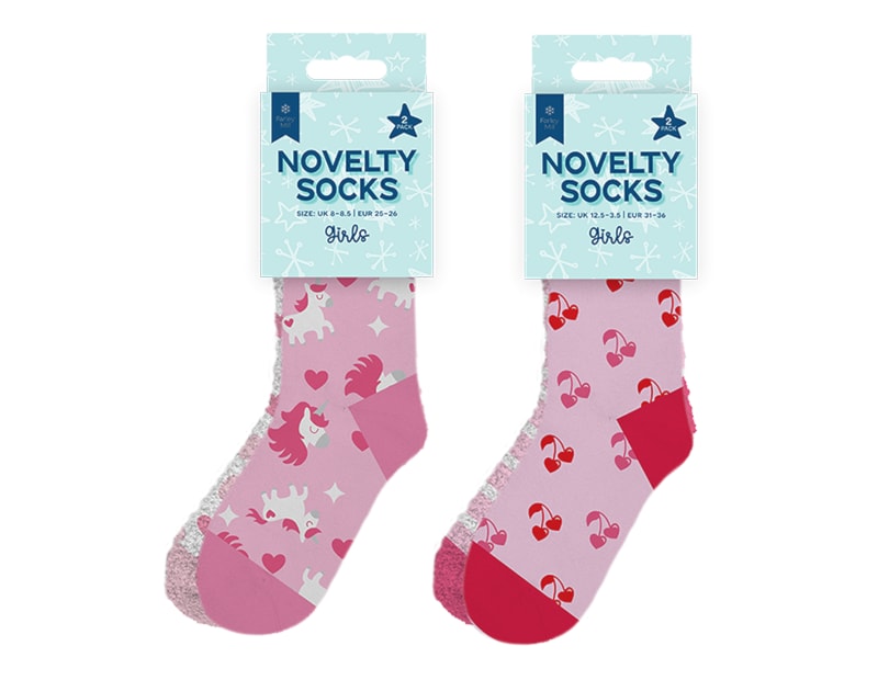 Wholesale Girls Novelty Cosy Socks 2pk