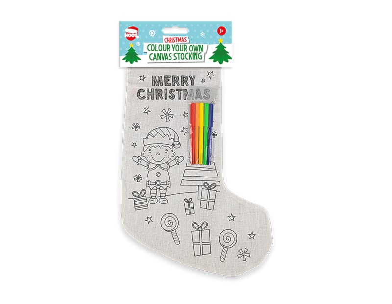 Wholesale Christmas Colour Your Own Canvas Stocking