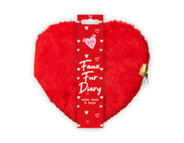 Wholesale Valentine Heart Faux Fur Diary with Lock PDQ