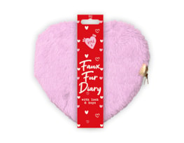 Wholesale Valentine Heart Faux Fur Diary with Lock PDQ