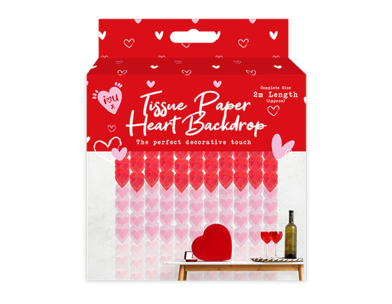 Wholesale Valentine's Heart Ombre Tissue Paper Backdrop PDQ