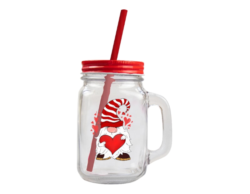 Wholesale Valentines Mason Jar with straw