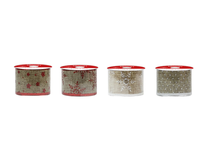 Wholesale Christmas Glitter Hessian Ribbon