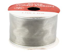 Silver Christmas Wired Ribbon