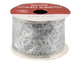 Silver Christmas Wired Ribbon