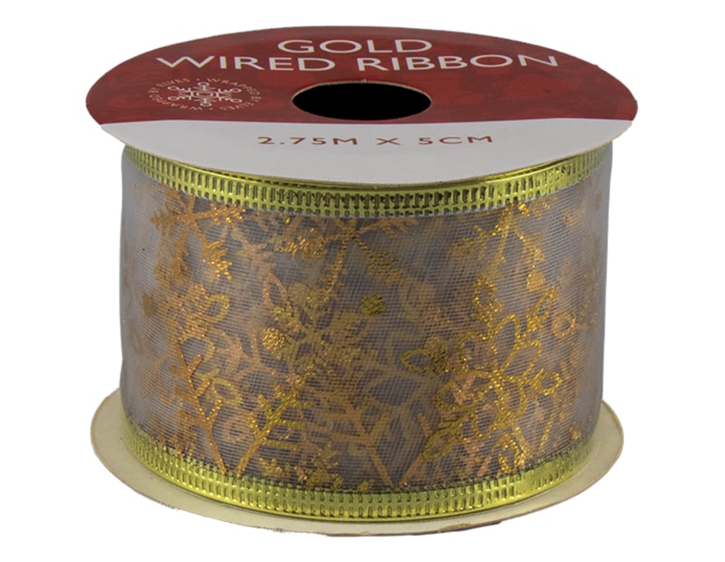 Gold Christmas Wired Ribbon