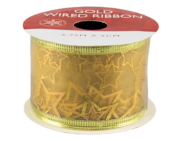 Gold Christmas Wired Ribbon