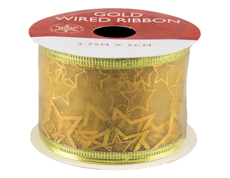 Gold Christmas Wired Ribbon